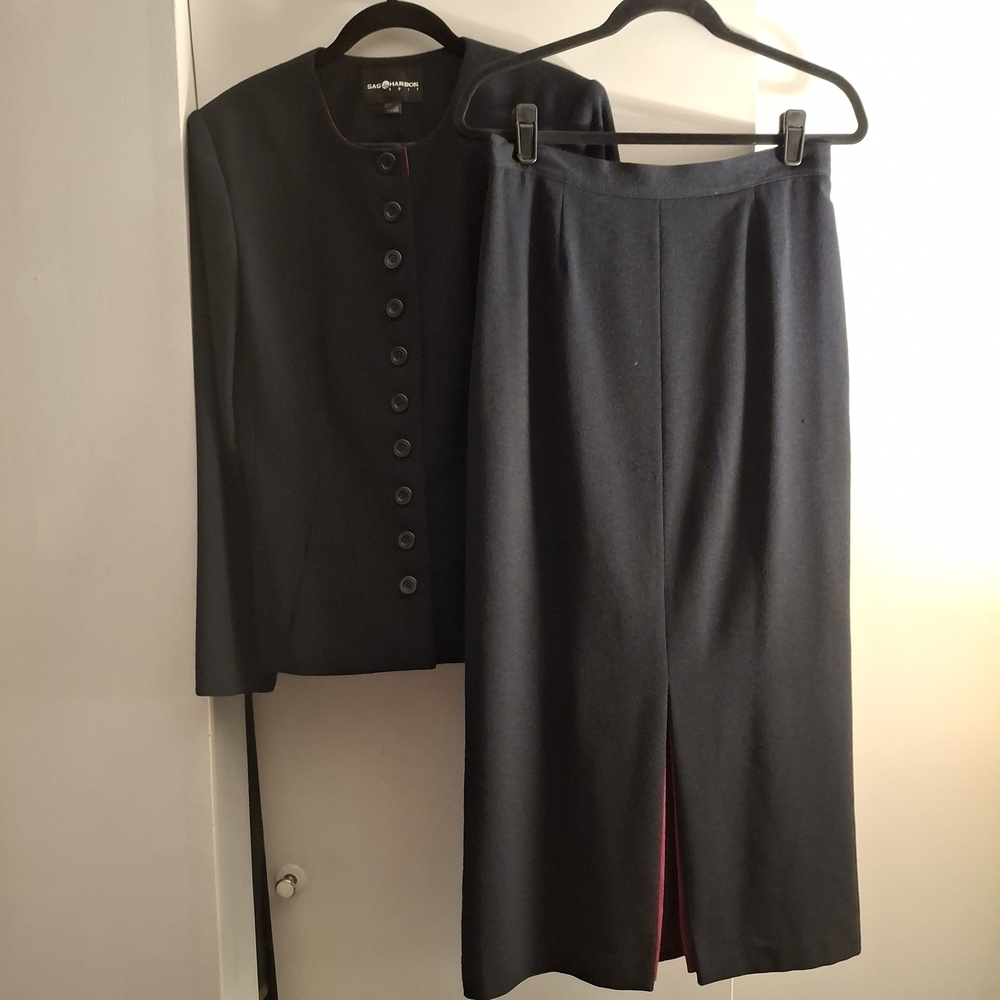 Sag Harbor Women's Elegant Black Pencil Skirt And Jacket Set By Sag Harbor